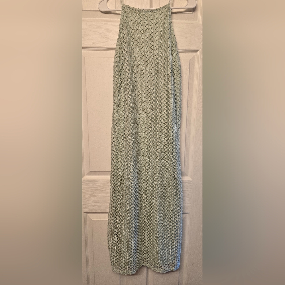 Chic Mint Green Crochet Pencil Skirt